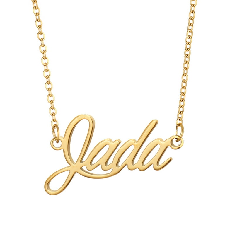 18k Gold Plated Jada Pendant Relationship Name Necklace Family Kid