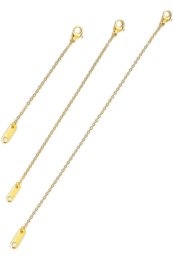 18k Gold Plated Necklace Extenders Delicate Necklace Extender Chain Set for Women 3 Piece Set, Extensions 2", 4", 6" Inches Hypoallergenic in Gold, Rose Gold, or Silver