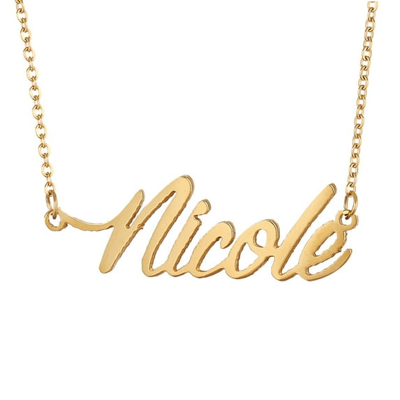 18k Gold Plated Nicole Name Necklace Nameplate Pendant Jewlery Best Friend Gifts