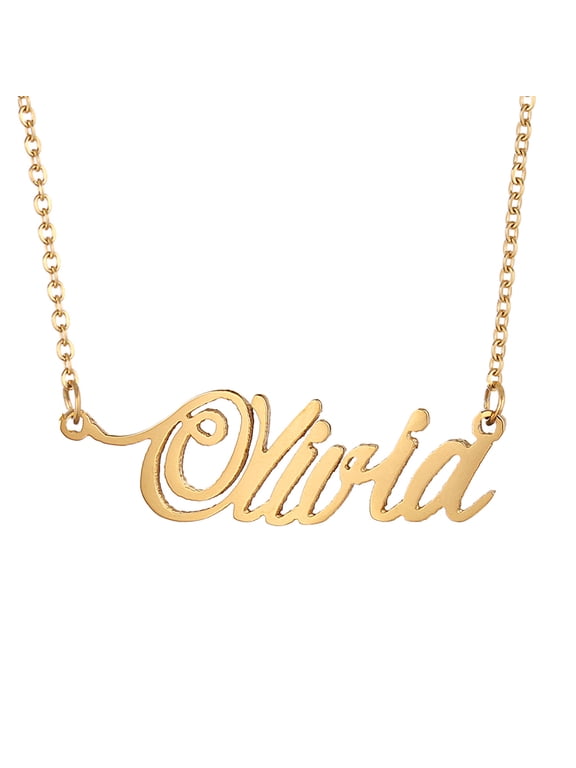 18k Gold Plated Olivia Script Initial Name Necklace Dainty Choker Jewlery Best Friend Gifts