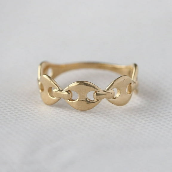 18k Gold Plated Plain Band Ring, Chain Design Ring, Link Chain Ring, Fine Jewelry, Dailywear Jewelry, Minimalist Ring
