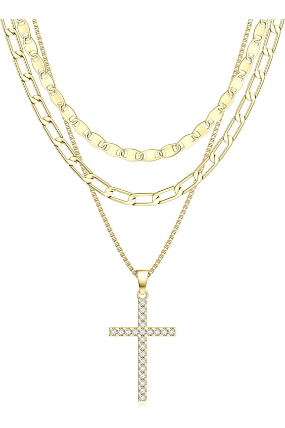 18k Gold Plated Plated Chunky Gold Plated Necklace for Women Sweatproof, Non Tarnish Chunky Statement Chain Necklaces Thick Gold Plated Paperclip Link Chain Necklace Stacks Toggle Clasp Nec...[v0797]