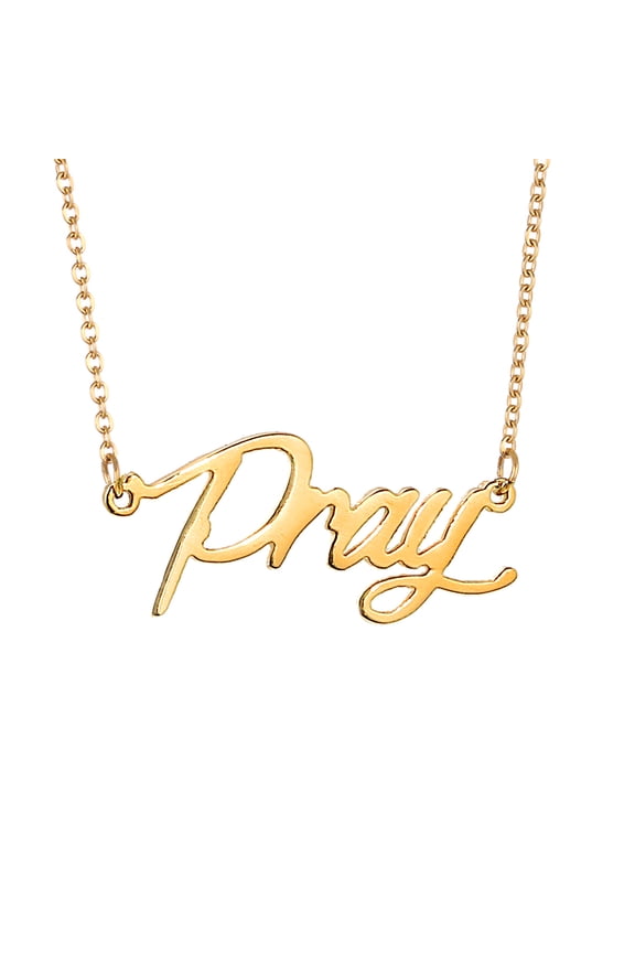 18k Gold Plated Script Font Pray Name Nameplate Necklace Jewlery Mother Day Gift