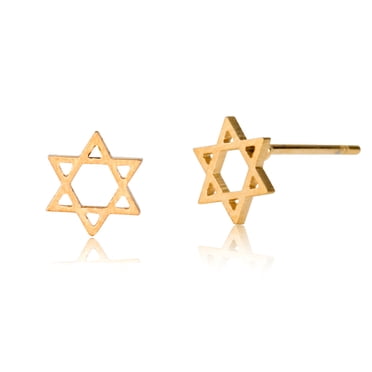 Stainless Steel Black Star Of David Stud Earrings – Post With Friction Back