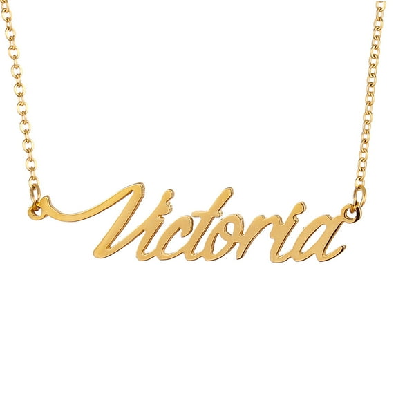 18k Gold Plated Victoria Name Necklace Nameplate Jewlery Mother Day Gift