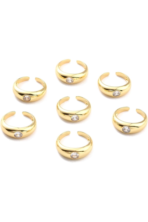 18k Gold Plated Vintage Open Ring Adjustable Transparent Cubic Zirconia Us Size 6inner Diameter16.9mm For Women