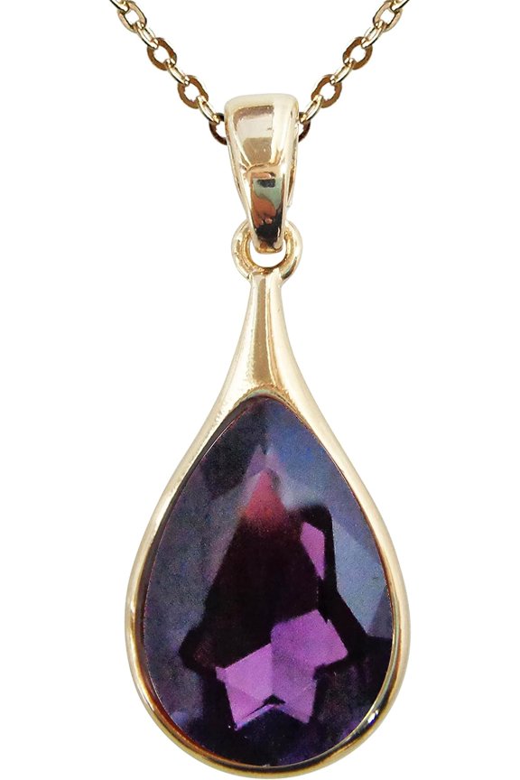 18k Gold Plated Water Drop Pear-Shaped Zircon Pendant Necklace 16"+2"[n9061]