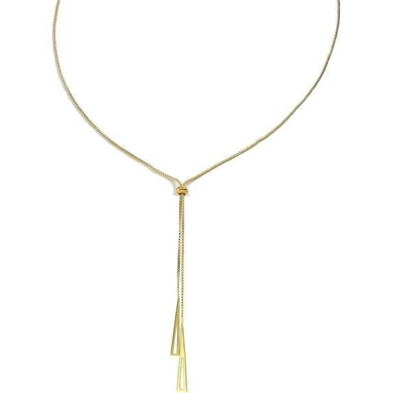 18k Gold Plated Y Necklace For Women Tassel Triangle Long Bar Pendant Necklace Chain Adjustable Long Lariat Necklace Jewelry For Women