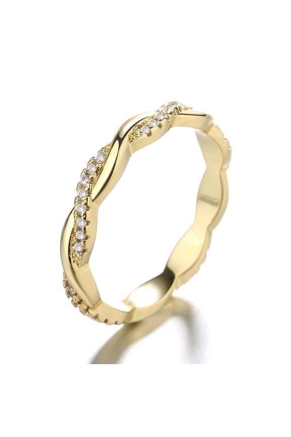 18k Gold Plated Crossover Eternity Ring with Simulated Diamonds