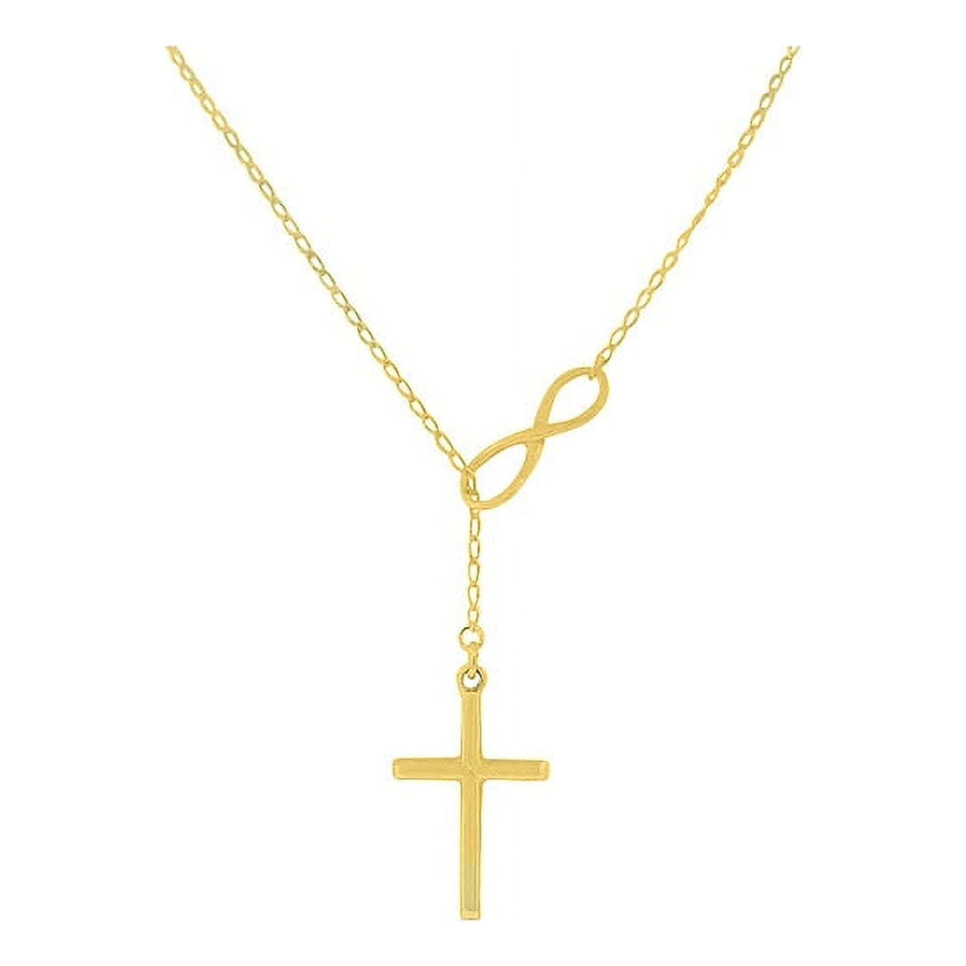 18k Gold, Rose Gold Or Sterling Silver Infinity Cross Lariat Necklace