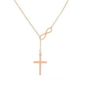 YEIDID INTERNATIONAL 18k Gold Rose Gold Or Sterling Silver Infinity Cross Lariat Necklace