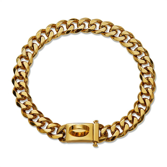 18k Gold Stainless Steel Big Cuban Chains Dog Collar Choker Necklace for Large Medium Bulldog