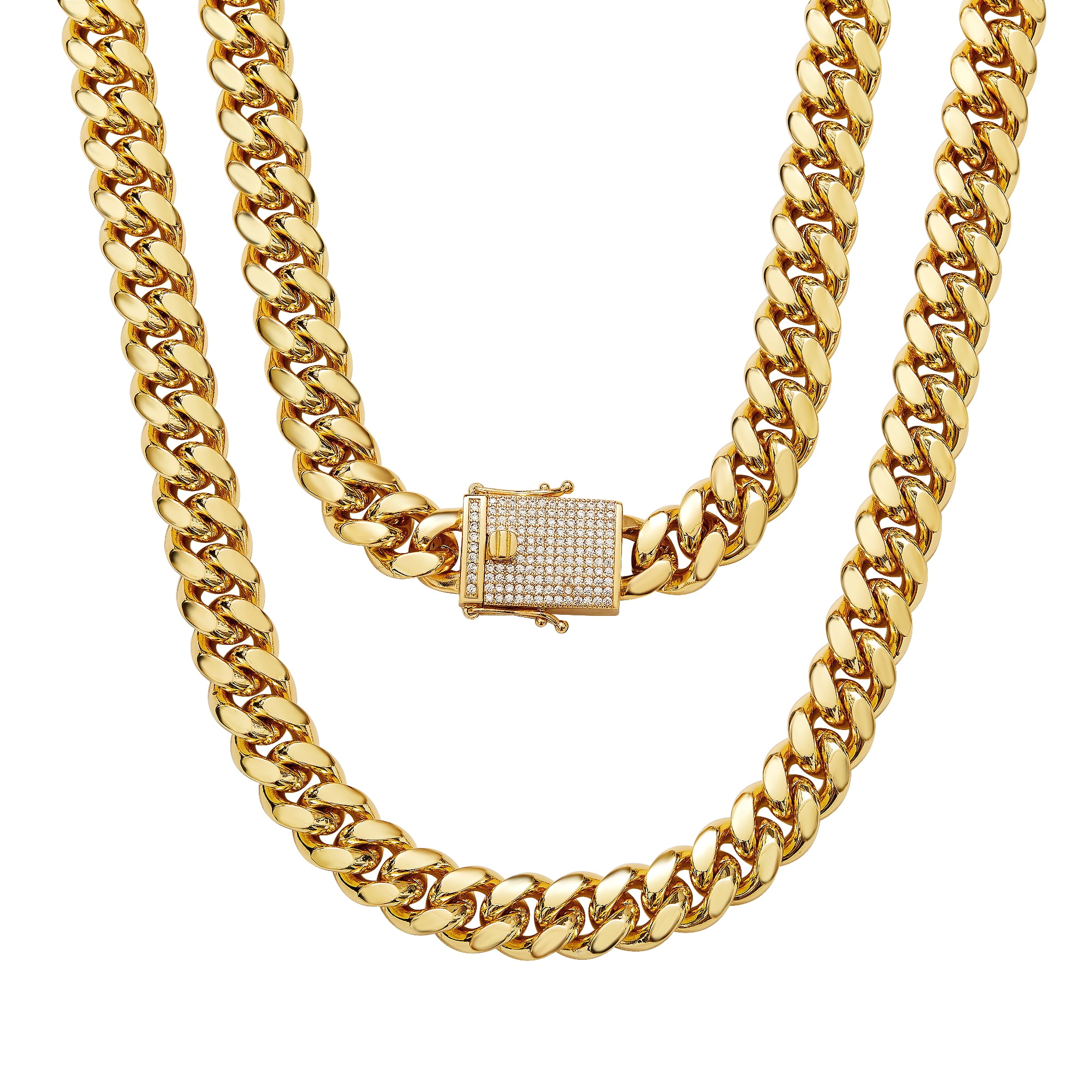 18k Gold Steel Cuban Chain Younger Men Male Link Hip Hop 20s Charm