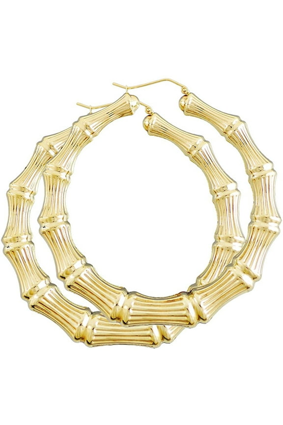 18k Layered Real Gold Filled round bamboo hoop earrings #11