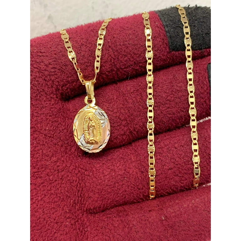 Cadena De Oro Collares Con La Medalla De La Virgen De Guadalupe