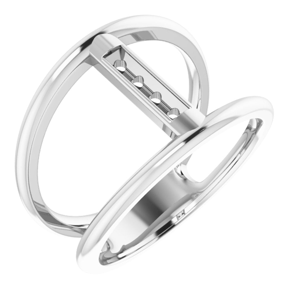 18k Palladium White Gold (No Nickel) 4 Four-Stone Family Negative Space ...