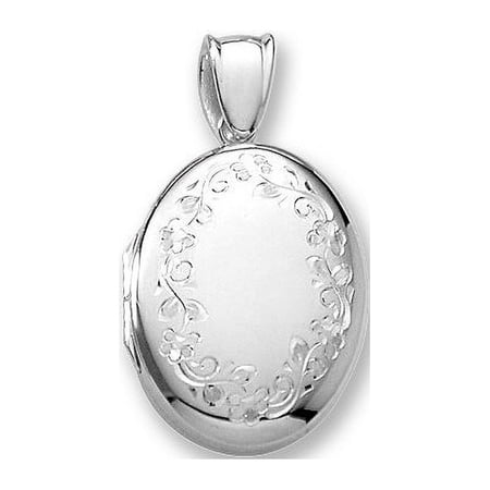 18k Premium Weight White Gold Oval Locket - 5/8 Inch X 3/4 Inch in 18K
