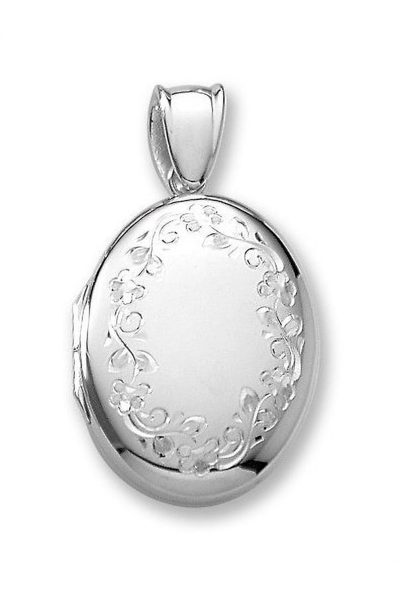 18k Premium Weight White Gold Oval Picture Locket Jewelry - 3/4 Inch X 1 Inch in 18K