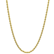 INCREDIBLE CHIC 18k Rope Chain Yellow Gold Rope Chain Lobster Clasp For Men Women 3mm USA Made 20"