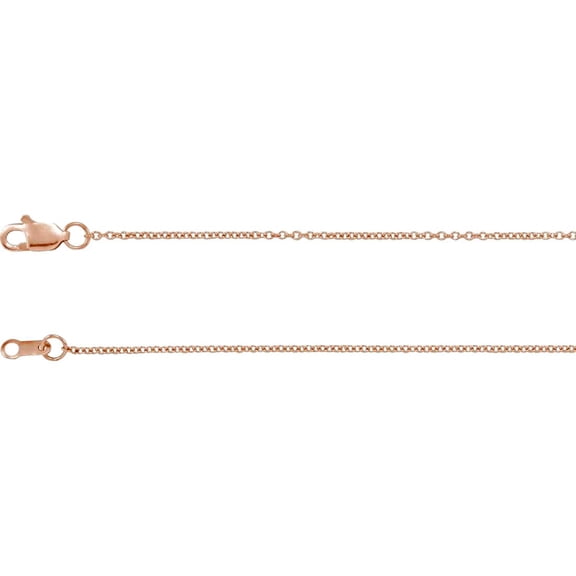 18k Rose Gold 1mm Solid Cable 18 Inch Chain Chain Necklace for Women and Men - 1.8 Grams