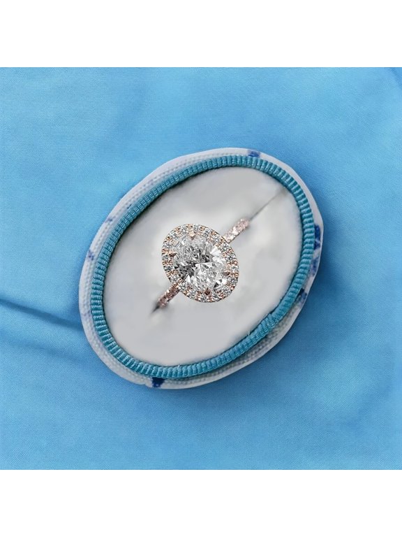 18k Rose Gold Diamond Ring Oval Cut 2 Carat CVD IGI Certified Lab Grown E F VVS