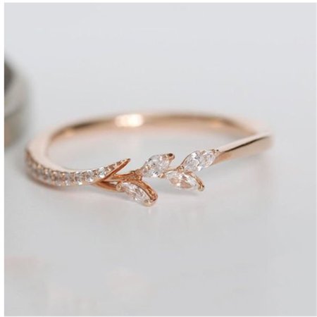 18k Rose Gold Eternity Filigree Leaf Diamond Engagement Wedding Band Rings