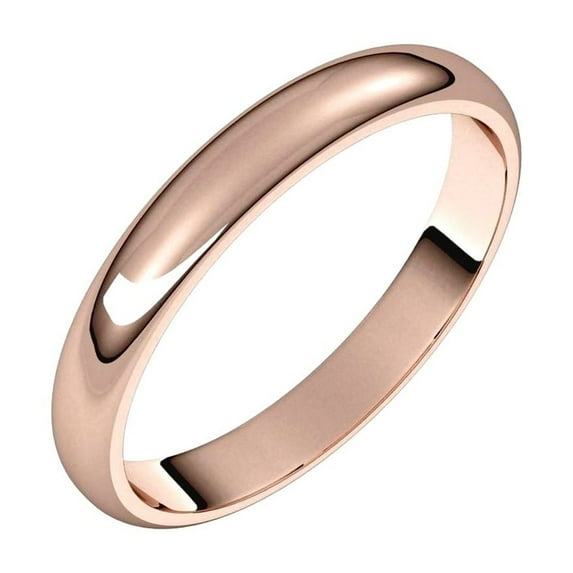 18k Rose Gold Half Round 3mm Half Round Band Size 9.5 Ring for Women and Men - 3.0 Grams