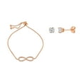 thumbnail image 1 of 18k Rose Gold Over Sterling Silver White Cubic Zirconia Infinity Bolo Bracelet And Stud Earrings Set, 1 of 1