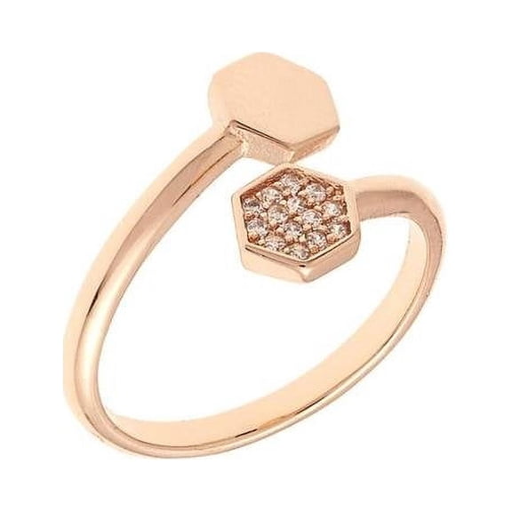 18k Rose Gold Plated Geometric Bypass Fashion Ring