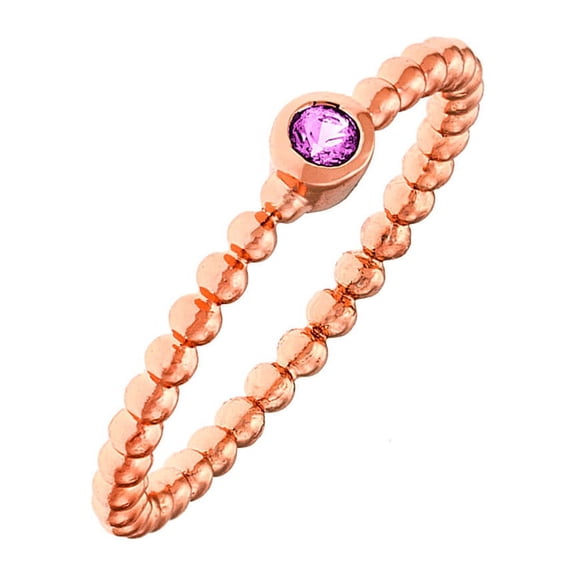 18k Rose Gold Plated Pink Stone Stackable Fashion Ring