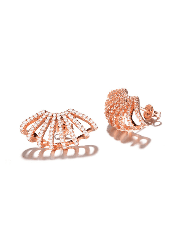 18k Rose Gold Plated with Genuine Crystal Cuff Earrings