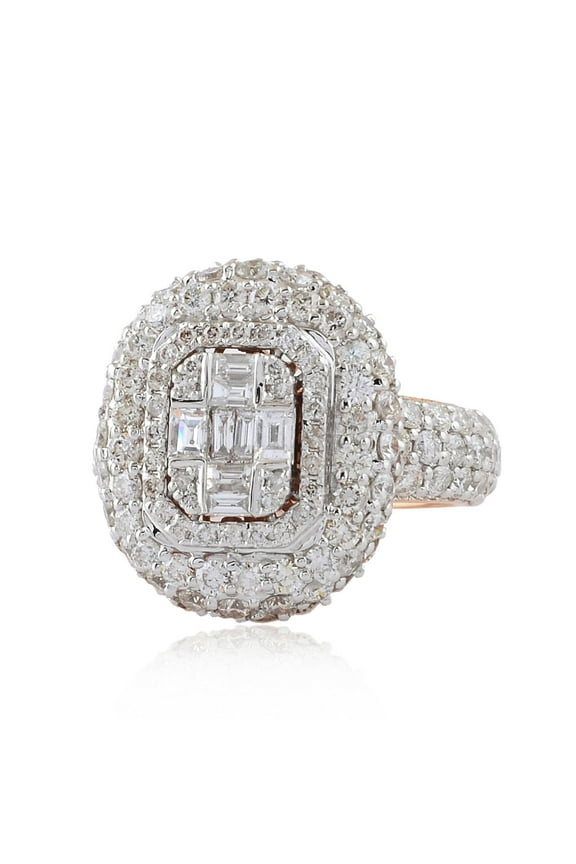18k Rose Gold SI Clarity HI Color Diamond Pave Cluster Ring Jewelry New