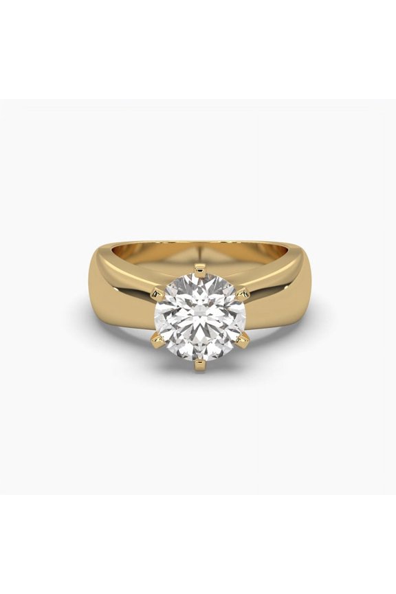 18k Smooth Edge Cathedral Set Solitaire Moissanite Ring