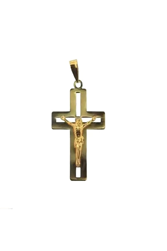 18k Solid Gold Flat Cross Crucifix Pendant