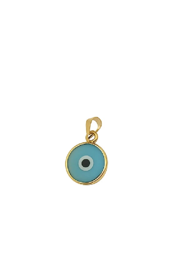 18k Solid Yellow Gold Murano Glass Evil Eye Pendant.