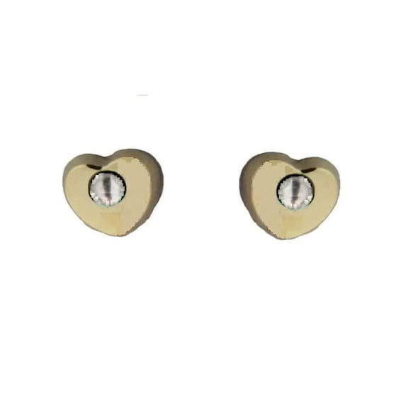 18k Solid Yellow Gold Pearl Heart covered screwback earrings