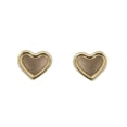 thumbnail image 1 of 18k Solid Yellow Gold Soft Brush with polished border Heart shape Covered Screwback Earrings, 1 of 3