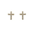 thumbnail image 1 of 18k Solid Yellow Gold White Zirconia Cross Covered screwback Earrings, 1 of 3