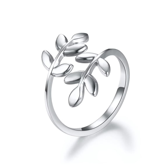 18k Stainless Steel Silver Rose Gold Plated Leaves Leaf Laurel Adjustable Branch Ring Jewelry
