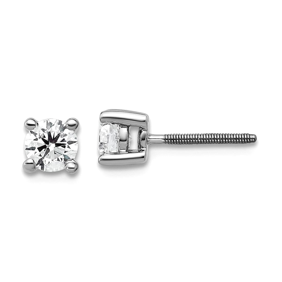 18k White Gold 1/2 Ctw Lab Grown Diamond VS+ F+ Round 4 Prong Heavy ...
