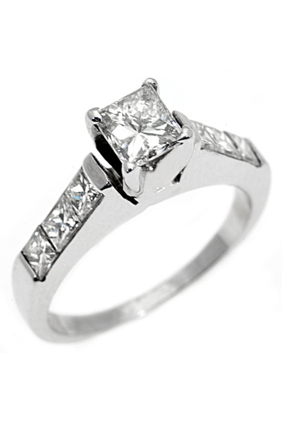 18k White Gold 1 Carat Princess Cut Diamond Engagement Ring
