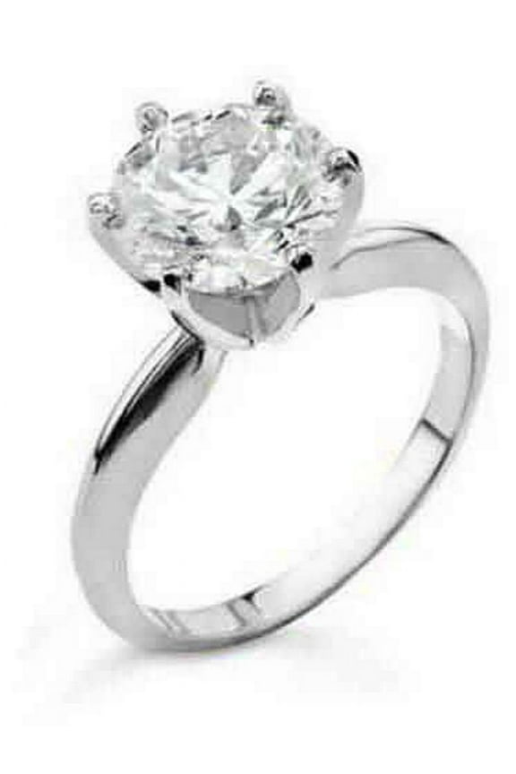 18k White Gold 1 Carat Solitaire Brilliant Round Cut Diamond Engagement Ring