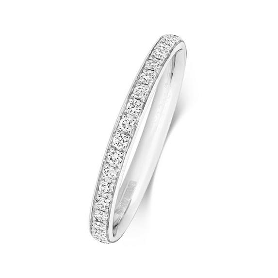 18k White Gold 2.2mm Slight Court Comfort Women Eternity Diamond Wedding Band/Ring Brilliant Cut 0.27 Carat G - SI1