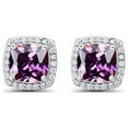 thumbnail image 1 of Paris Jewelry 18k White Gold 3 Ct Halo Princess Cut Created Tanzanite Stud Earrings plated, 1 of 4