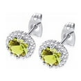 thumbnail image 1 of 18k White Gold 4 Ct Created Halo Round Yellow Sapphire Stud Earrings Plated, 1 of 4