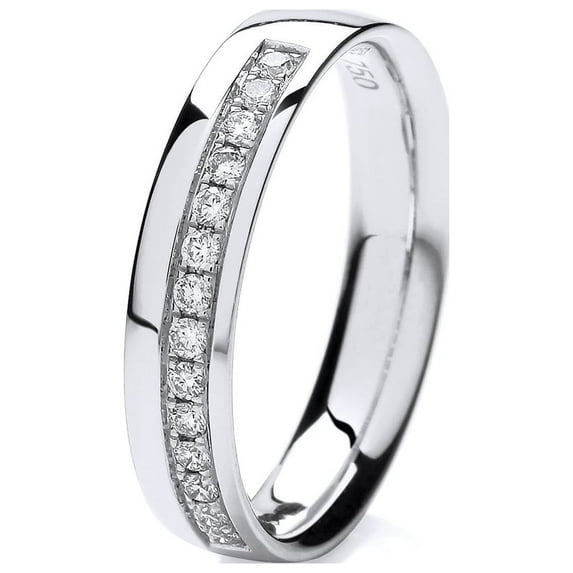 18k White Gold 4mm Slight Court Comfort Women Half Eternity Diamond Wedding Band/Ring Brilliant Cut 0.16 Carat HI - SI