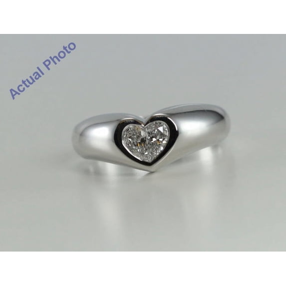 18k White Gold Bezel Setting Heart Shaped Pear Cut Diamond Engagement Ring (0.4 Ct, G Color, SI1 Clarity)