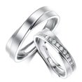 thumbnail image 1 of 18k White Gold Filled Cross Band AAA Cz Ring Women's Men Couple Rings Opening, 1 of 4