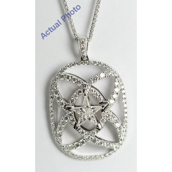 18k White Gold Kite Cut Diamond Invisible Setting Star & Pave Pendant (1.29 Ct, G Color, VS Clarity)