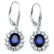 Sapphire 18K White Gold Leverback Earrings for Women - for Sensitive Ear - Great Gift Idea for Every Occasion -18K White Gold Plated